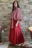 Nonni Gingham Poet Blouse Sangria